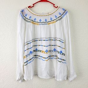 Girl Soul Plus Embroidered Puff Sleeve Flowy Top 1X